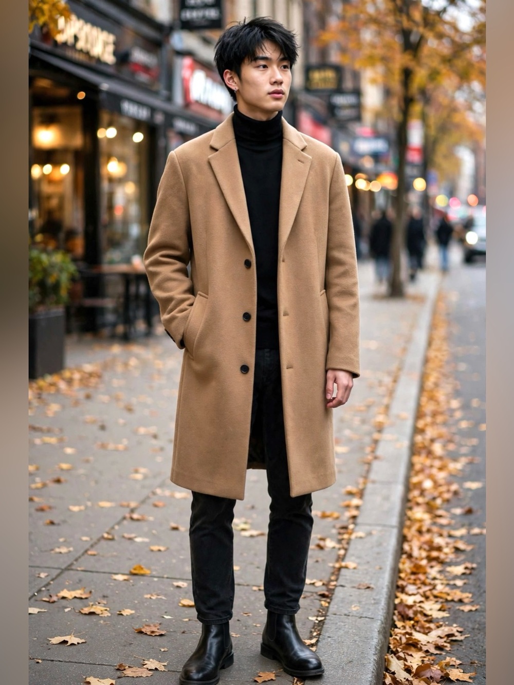 Zara Man Single-Breasted Camel Overcoat - Tan / Size S